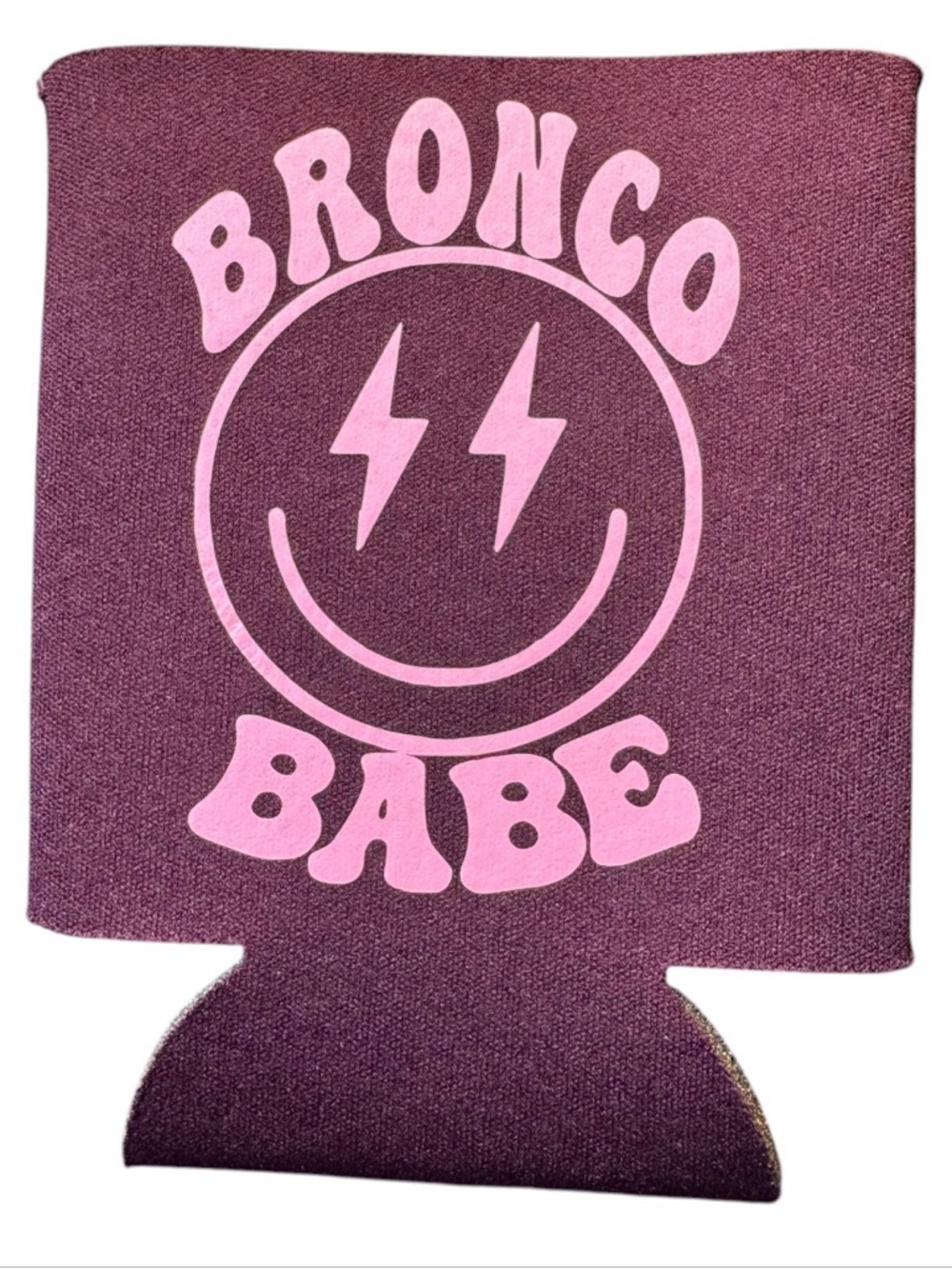 Bronco Babe Pink Maroon Insulated Beverage Can Bottle Cooler Coozie